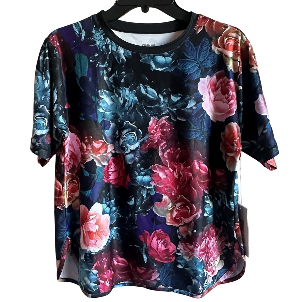 Johnny Was‎ Active Studio Oversize Crop Tee Colorful Floral Print XS A1523-7 NWT